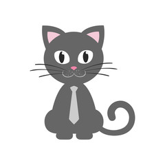 cute kitten gray sitting with tie