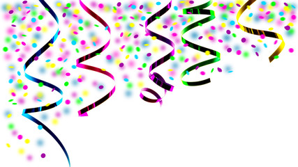 leuchtend buntes konfetti und Papierschlangen 