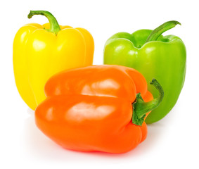 colored paprika isolated on white background