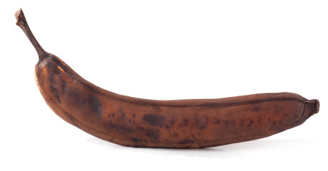 Rotten banana isolated on white background