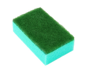 colorful sponges for washing dishes on a white background