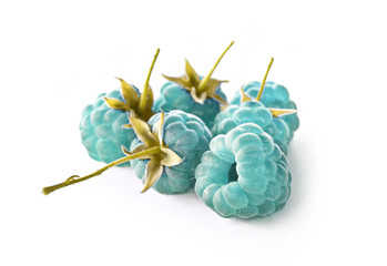 Blue raspberry isolated on white background
