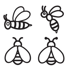 Bee icon in four variations. Vector eps 10.