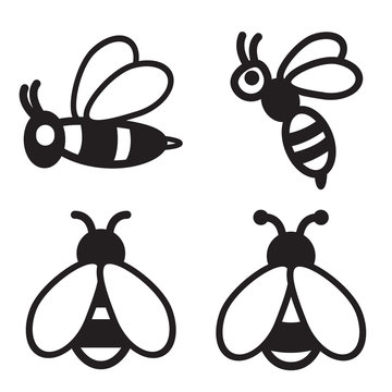 Bee icon in four variations. Vector eps 10.