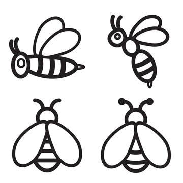 Bee icon in four variations. Vector eps 10.