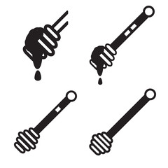 Honey dripper icon in four variations. Vector eps 10.