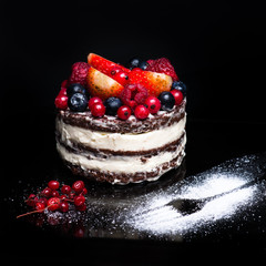 Chocolate cake with summer berries