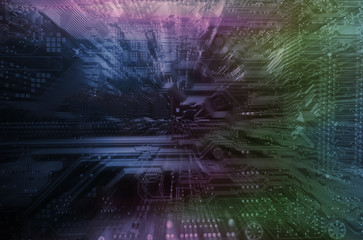 computers circuitboard in various shades of colors