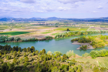 Fototapeta na wymiar View of the Ebro River near Tivissa, Spain