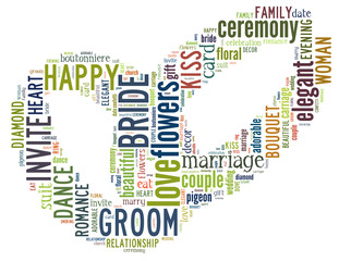 Wedding rings, word cloud concept 4