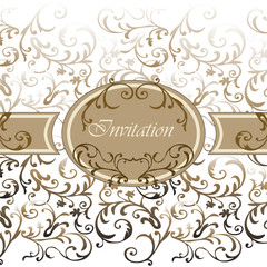 Damask Invitation card with classic royal ornaments. Vector