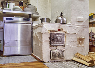 Old traditional oven in the village dining room in Russia