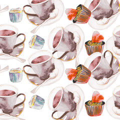 Coffee Time seamless pattern