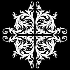 Vintage baroque frame scroll ornament engraving border floral retro pattern antique style acanthus foliage swirl decorative design element filigree calligraphy vector