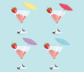 Strawberry cocktail pattern. Vector