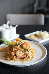 Thai food padthai fried noodle with shrimp
