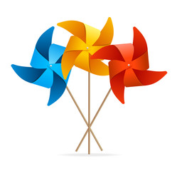 Colorful Windmill Set. Vector