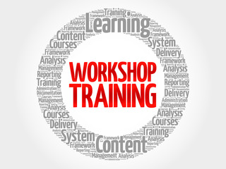 Workshop Training circle word cloud, business concept