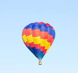 Colorful hot air balloon with blue sky background