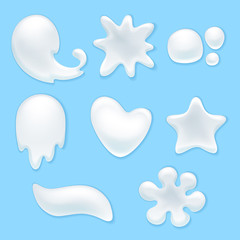 Fototapeta premium Milk, yogurt or cream blots set. 