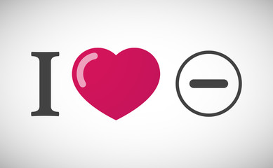 "I love" hieroglyph with a subtraction sign