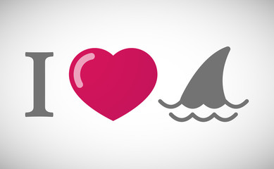 "I love" hieroglyph with a shark fin