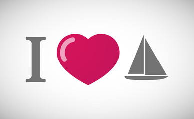 "I love" hieroglyph with a ship