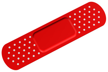 Single red bandage on white background