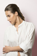 Fototapeta premium stunning woman with fashion shirt
