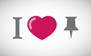 "I love" hieroglyph with a push pin