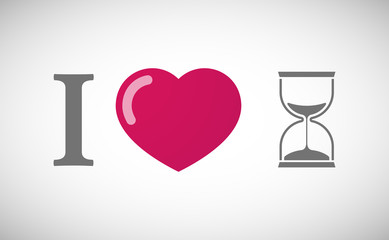 "I love" hieroglyph with a sand clock