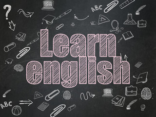 Fototapeta na wymiar Studying concept: Learn English on School Board background