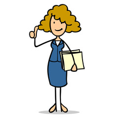 Cartoon Geschäftsfrau hält Daumen hoch