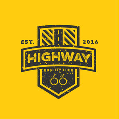 Road sign, Highway 66, high-quality brand-name brand logo vector graphics, illustration flat.