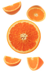 cut orange on the white background