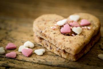 cake in the shape of a heart with decoration