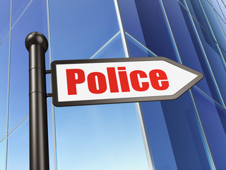 Law concept: sign Police on Building background
