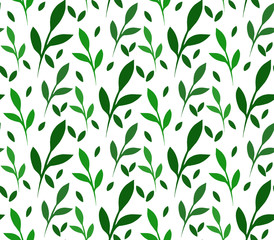 Seamless vector texture with little green leaves 