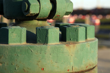 Oil field scene, oil pipelines and facilities