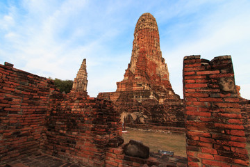 The Beautiful Ancient Temple, A broken Buddha, Stupa at Wat Phra Ram Ayutthaya