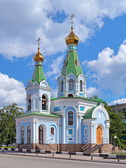 Fototapeta na wymiar Temple of Our Lady Derzhavnaya Icon (Temple of the Reigning Icon of the Mother of God) in Yekaterinburg, Russia