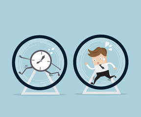 businessman running in hamster wheel