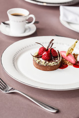 chocolate cake with raspberries