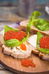 red caviar on bread