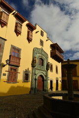 Casa De Colon, Gran Canaria, Spain.  The exterior and plaza to the former Governor's house in the capital Las Palmas, visited by Columbus 1492, housing a museum of his voyages and ship life.