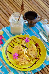 Tropical breakfast at the luxury resort