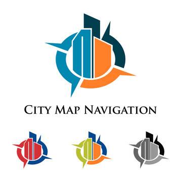 Compass Map City Navigation Logo Icon Template