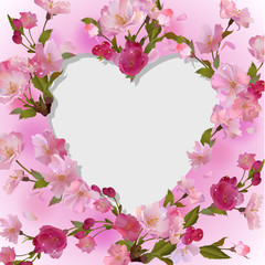 Fototapeta na wymiar Spring background with heart in flowers