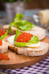 red caviar on bread