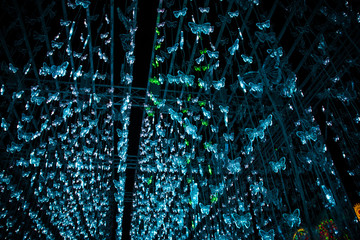 Closeup of the acrylic butterfly with green light